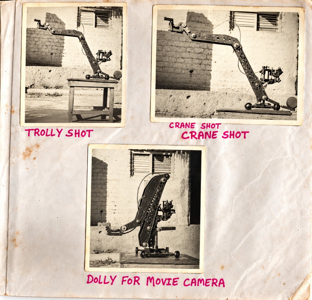 Prototype of Ancha's multipurpose movie camera dolly-crane