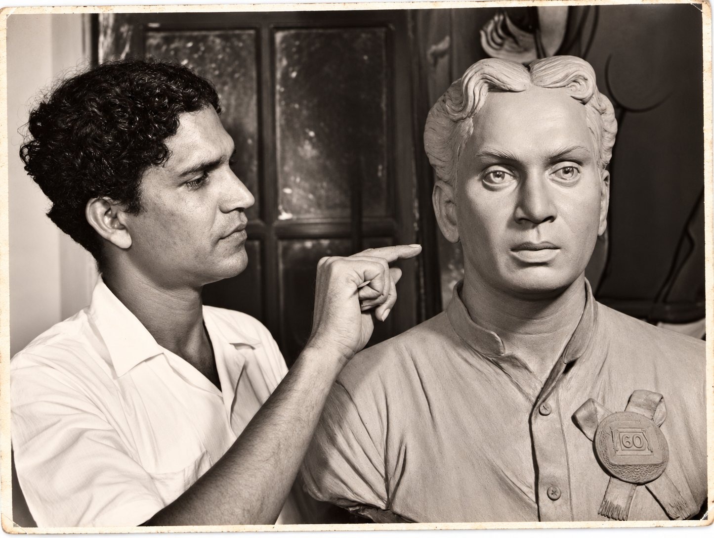 The artist sculpting the ANR bust